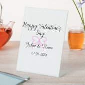 Happy Valentine's day pink heart bow name date sty 台座サイン (インサイチュ)