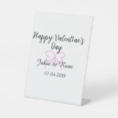 Happy Valentine's day pink heart bow name date sty 台座サイン (正面)