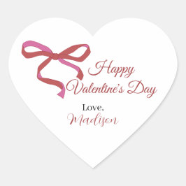 Happy Valentine's Day Pink Ribbon  ハートシール