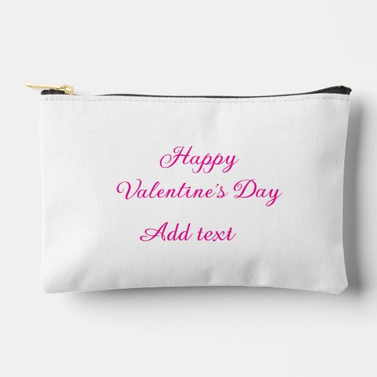 Happy Valentine's day pink text name message アクセサリーポーチ (正面)