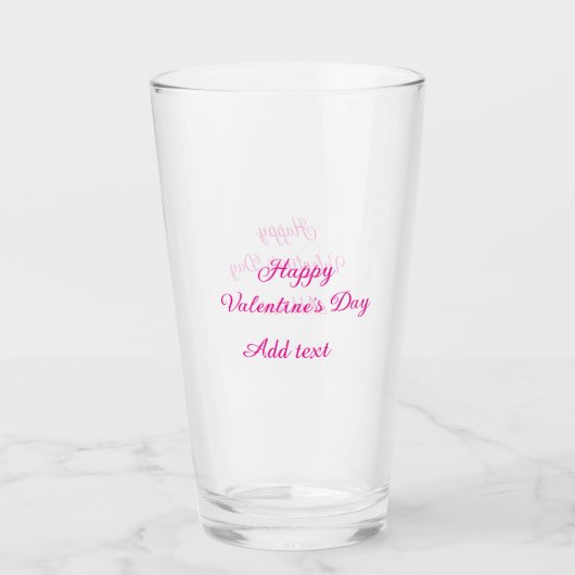 Happy Valentine's day pink text name message タンブラーグラス (正面)