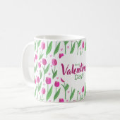 Happy Valentine's Day Pink Tulips コーヒーマグカップ (正面左)