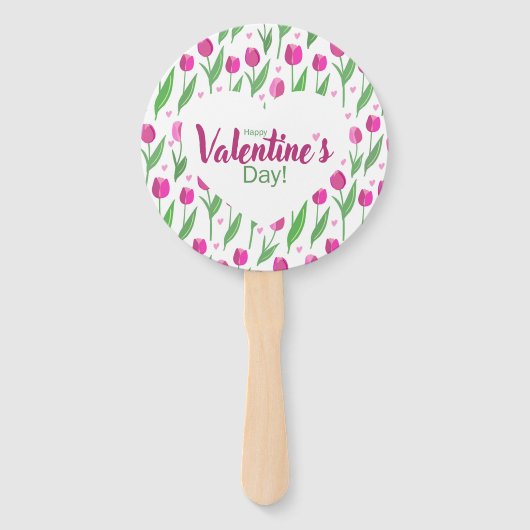 Happy Valentine's Day Pink Tulips ハンドファン (裏面)