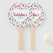 Happy Valentine's Day Pink Tulips ハンドファン (正面&裏面)