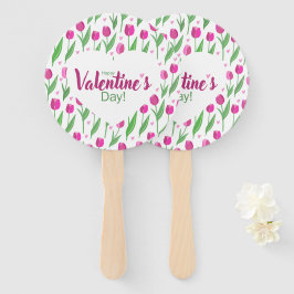 Happy Valentine's Day Pink Tulips ハンドファン