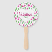 Happy Valentine's Day Pink Tulips ハンドファン (正面)