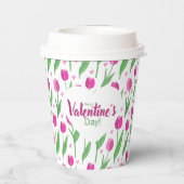 Happy Valentine's Day Pink Tulips 紙コップ (裏面)