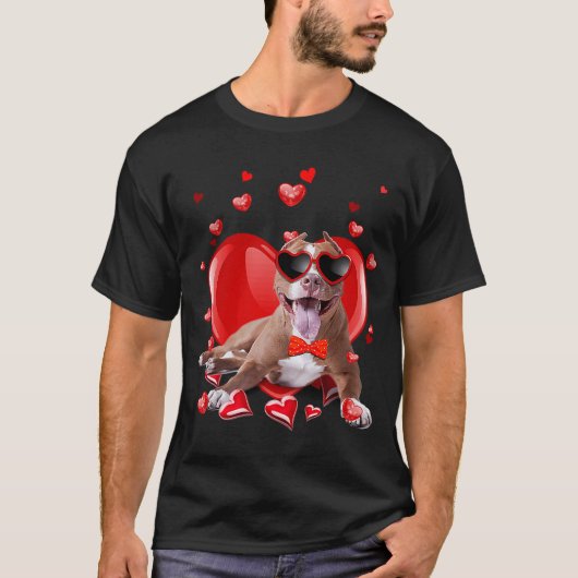 Happy Valentines Day Pit Bull   Dog  V Day Tシャツ (正面)