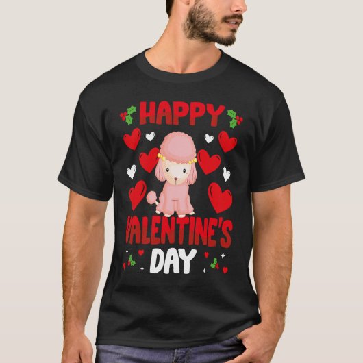 Happy Valentines Day Poodle Heart Love Animal   1 Tシャツ (正面)