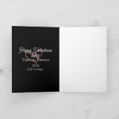 Happy Valentine's day red glitter heart black name カード (内部)