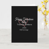 Happy Valentine's day red glitter heart black name カード (黄色い花)