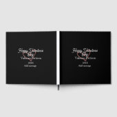 Happy Valentine's day red glitter heart black name ゲストブック (全面)