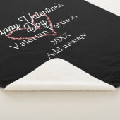 Happy Valentine's day red glitter heart black name シェルパブランケット (3/4)