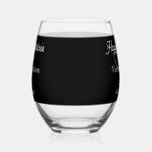 Happy Valentine's day red glitter heart black name ステムなしワイングラス (左)