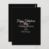 Happy Valentine's day red glitter heart black name ポストカード (正面/裏面)