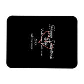 Happy Valentine's day red glitter heart black name マグネット (横)