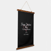 Happy Valentine's day red glitter heart black name 吊り下げ型タペストリー (傾斜あり)