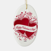Happy Valentine's Day! Red Hearts セラミックオーナメント (右)