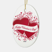Happy Valentine's Day! Red Hearts セラミックオーナメント (左)