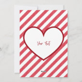 Happy Valentine's Day Red Hearts Chalk Stripes シーズンカード (裏面)