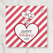 Happy Valentine's Day Red Hearts Chalk Stripes フェイバータグ (裏面)