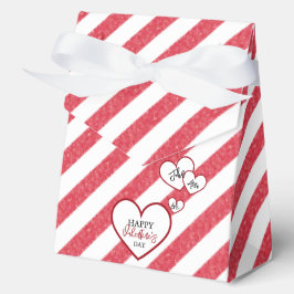 Happy Valentine's Day Red Hearts Chalk Stripes フェイバーボックス