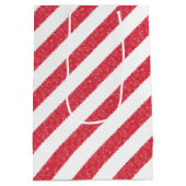 Happy Valentine's Day Red Hearts Chalk Stripes ミディアムペーパーバッグ (裏面)