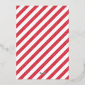 Happy Valentine's Day Red Hearts Chalk Stripes 箔シーズンカード (裏面)