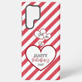 Happy Valentine's Day Red Hearts Chalk Stripes Samsung Galaxyケース (裏面)