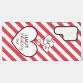 Happy Valentine's Day Red Hearts Chalk Stripes Samsung Galaxyケース (裏面横)