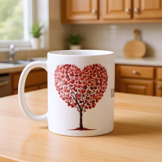 Happy Valentine's Day Red Hearts Tree コーヒーマグカップ