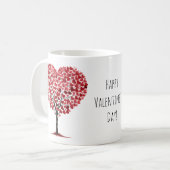 Happy Valentine's Day Red Hearts Tree コーヒーマグカップ (正面左)