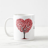 Happy Valentine's Day Red Hearts Tree コーヒーマグカップ (左)