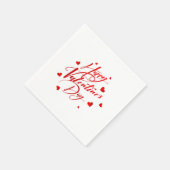 Happy Valentine's Day Red Typography and Hearts スタンダードカクテルナプキン (角)