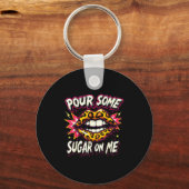 Happy Valentine's Day Retro Leopard Lips Ur Some S キーホルダー (正面)