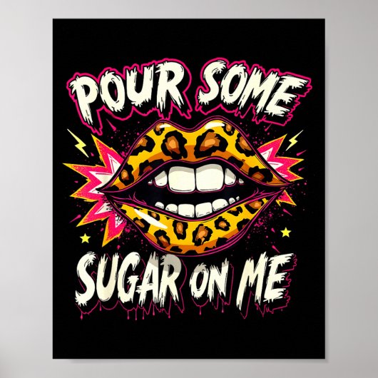 Happy Valentine's Day Retro Leopard Lips Ur Some S ポスター (正面)