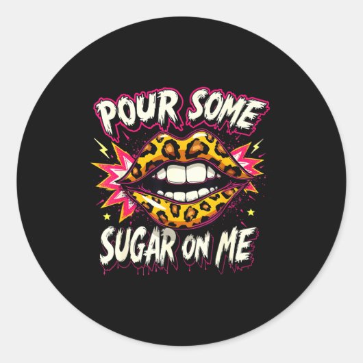 Happy Valentine's Day Retro Leopard Lips Ur Some S ラウンドシール (正面)