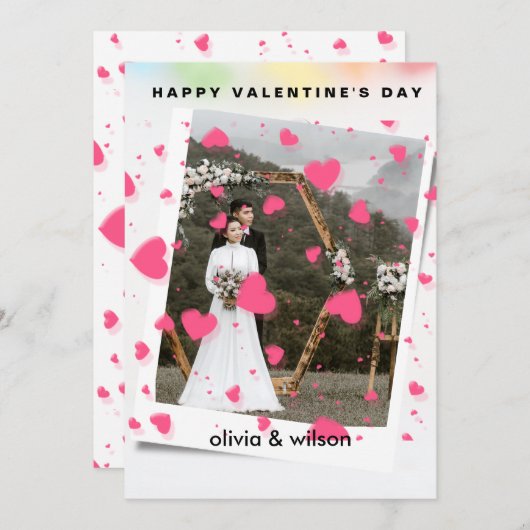 Happy Valentine's Day Rustic Red Hearts Pattern  シーズンカード (正面/裏面)