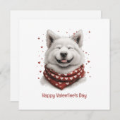 Happy Valentines Day Samoyed Dog シーズンカード (正面/裏面)