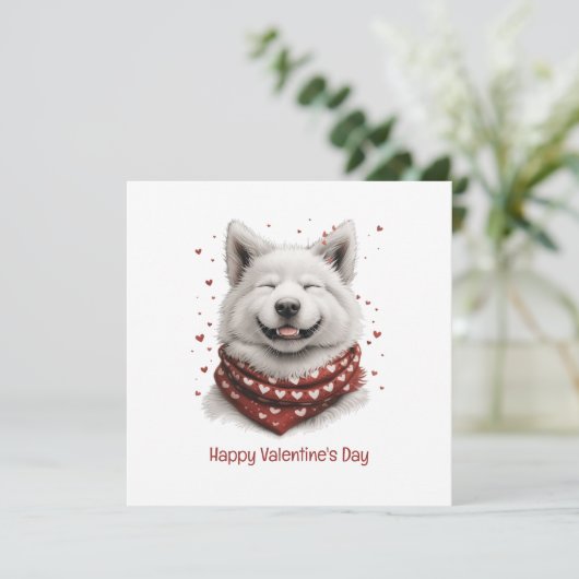 Happy Valentines Day Samoyed Dog シーズンカード (スタンド正面)