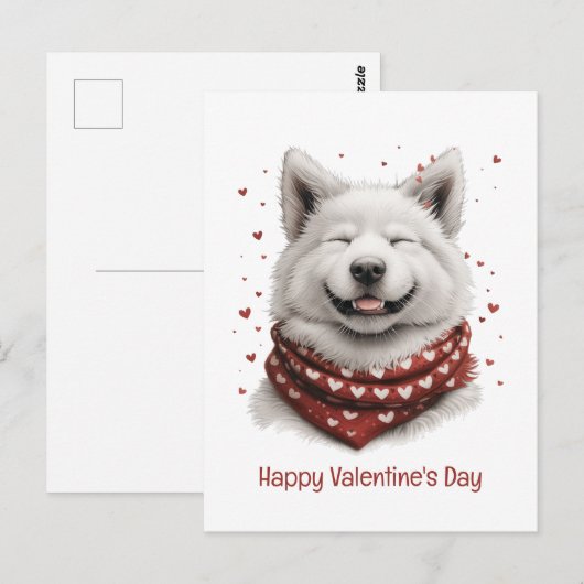 Happy Valentines Day Samoyed Dog ポストカード (正面/裏面)