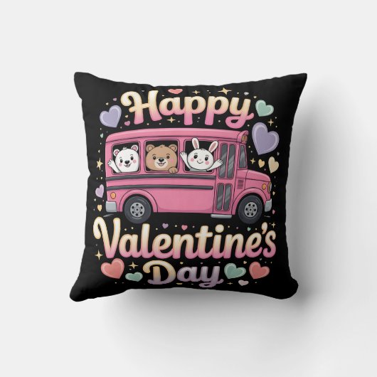 Happy Valentine's Day School Bus クッション (裏面)