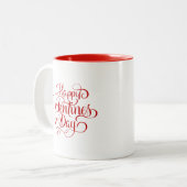 Happy Valentines Day Script Lettered Coffee Mug ツートーンマグカップ (正面左)