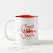 Happy Valentines Day Script Lettered Coffee Mug ツートーンマグカップ (左)