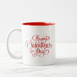 Happy Valentines Day Script Lettered Coffee Mug ツートーンマグカップ