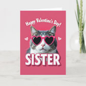 Happy Valentines Day Sister Cat Card カード (正面)