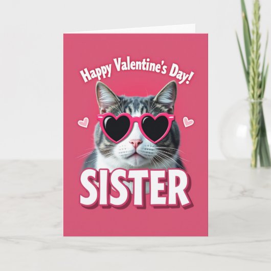 Happy Valentines Day Sister Cat Card カード (正面)