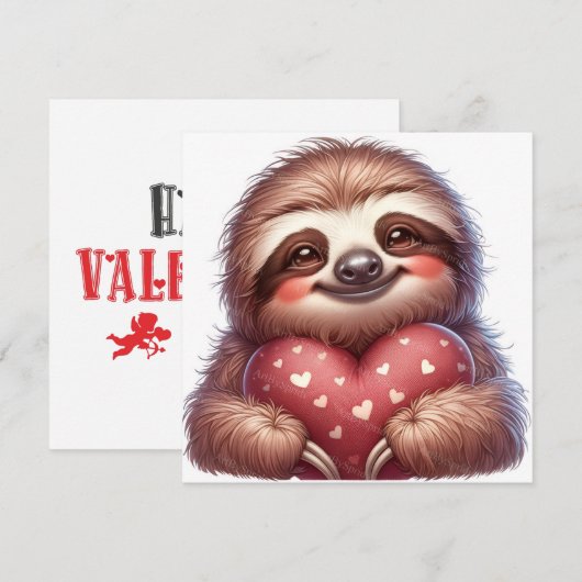 Happy Valentine's Day Sloth シーズンカード (正面/裏面)