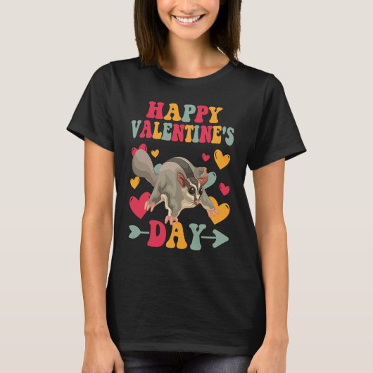 Happy Valentines Day Sugar Glider Heart Love Groov Tシャツ (正面)