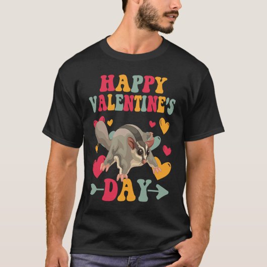 Happy Valentines Day Sugar Glider Heart Love Groov Tシャツ (正面)